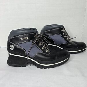 Vintage Timberland Boots Womens Sz 9 Grunge Y2K Wedge Sneaker Heels Black
